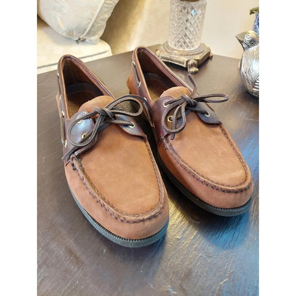 Sperry Mens Top Sider AO 2-Eye Moc Toe Boat Deck Shoes Brown Nubuck Sz 11.5 NEW!